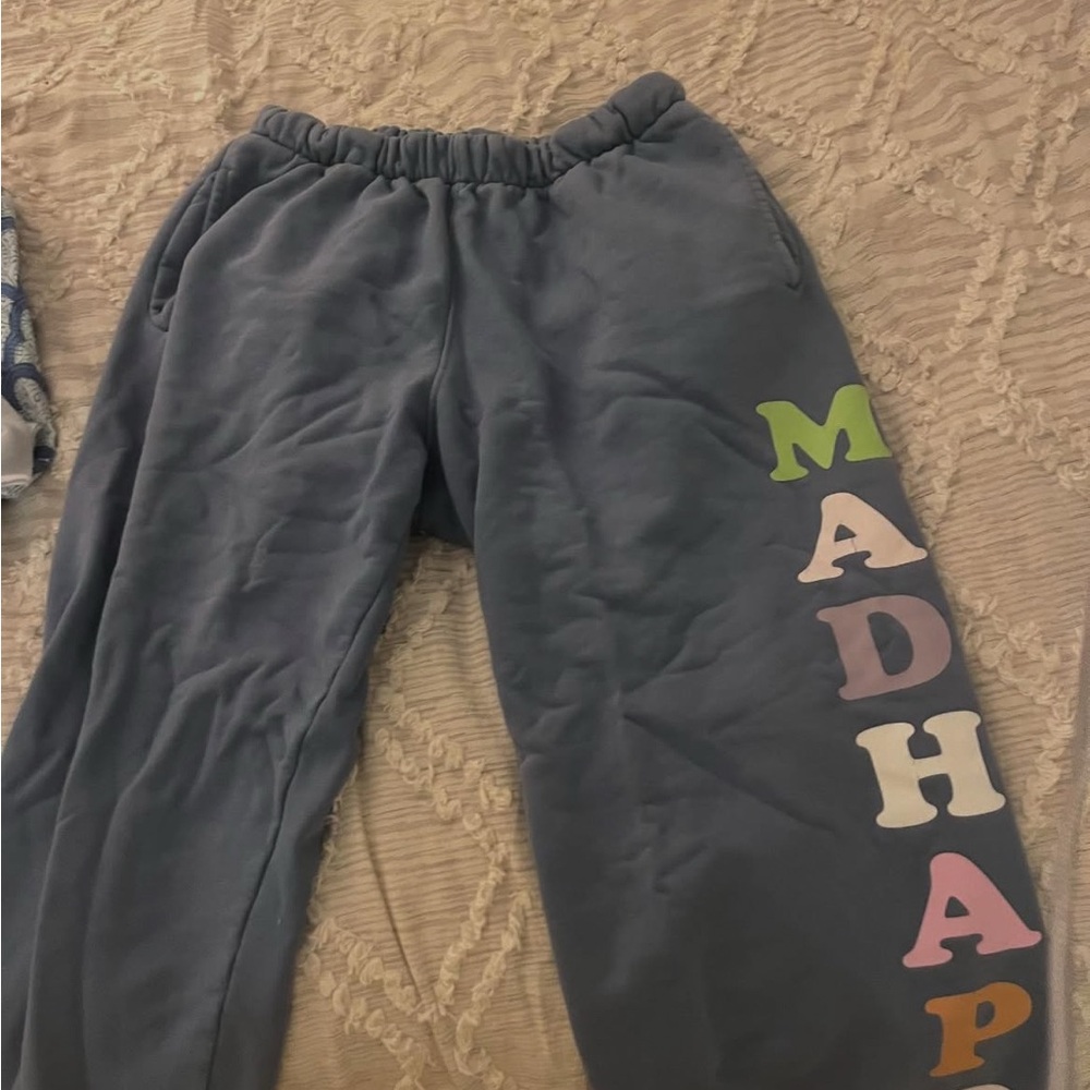 Madhappy Gray and Green Joggers with Vibrant Lettering
